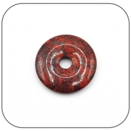 Pendentif Donut Jaspe rouge hématoïde Pierre naturelle