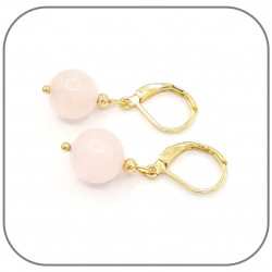 Boucles d'oreilles Acier or rose Pierre naturelle 10mm au choix