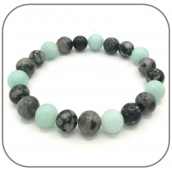 Bracelet Douceur intérieure Labradorite, Obsidienne mouchetée, Amazonite