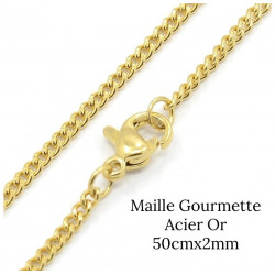 Chaîne Acier Doré 50cmx2mm Maille Gourmette