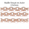 Chaîne Acier plaqué Or rose Longueur au choix  Maille Forçat 2.5x2mm